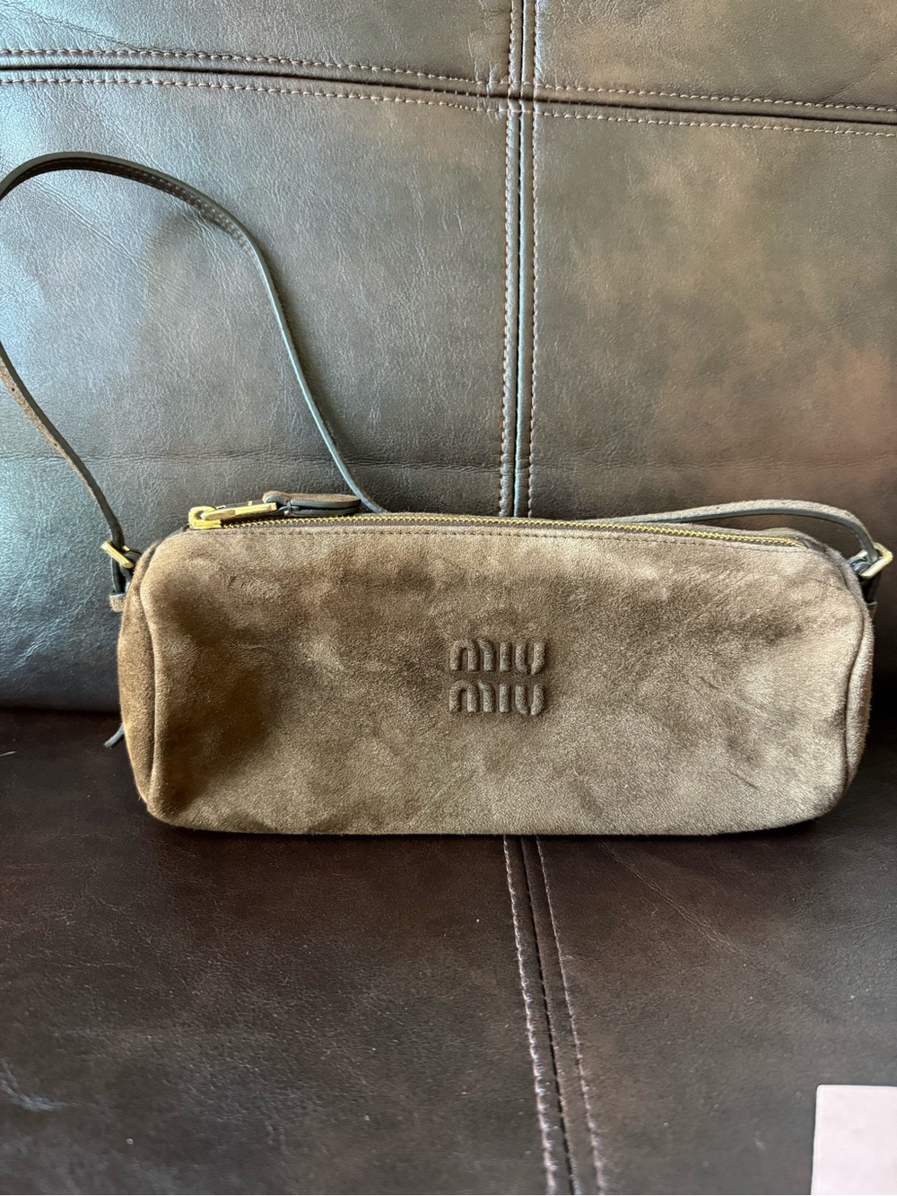 Miu Miu Brown Suede pouch